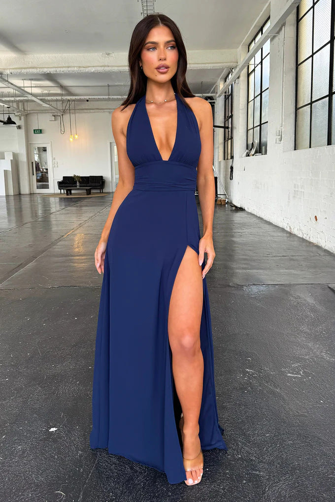V-Neck Halter Slit Maxi Dress - view 6