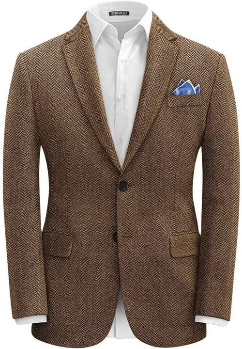 British-style Men's Herringbone Single-breasted Suit Jacket - view 1