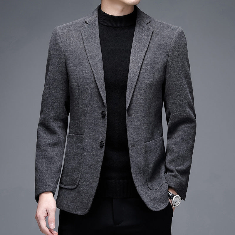 Men's Solid Colour Woolen Suit Jacket - view 4