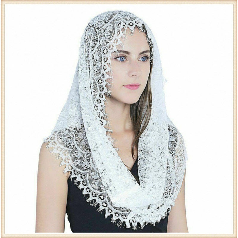 Vintage Lace Bridal Veil Headscarf - view 8
