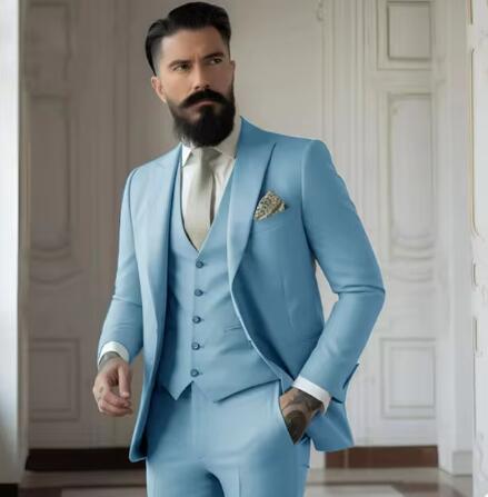 Men's Solid Colour Business Suit Set - view 3