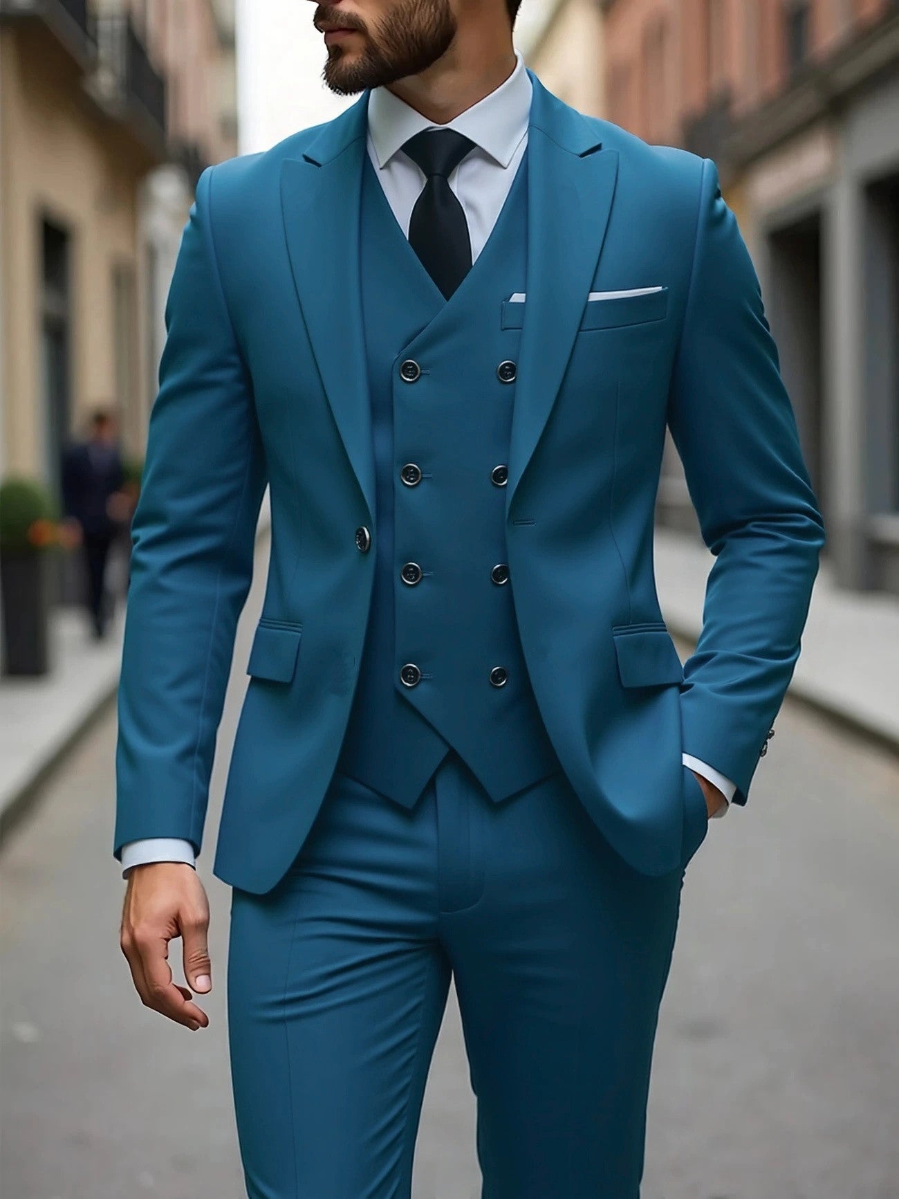 Men's Double-Breasted Three-Piece Suit - view 6
