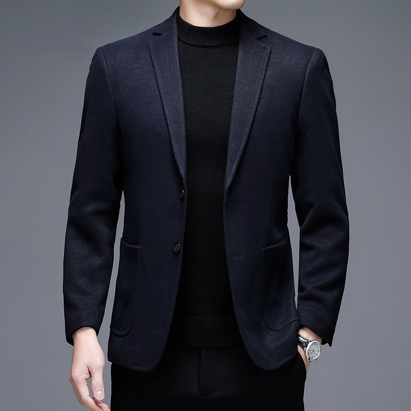 Men's Solid Colour Woolen Suit Jacket - view 3