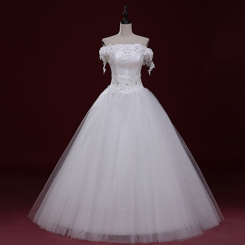 Lace Off-Shoulder Ball Gown Wedding Dress