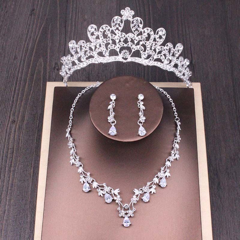 Bridal Rhinestone Crown & Necklace Set - view 2