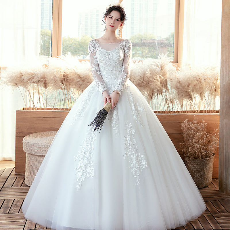 Long Sleeve Trailing Wedding Dress - view 1
