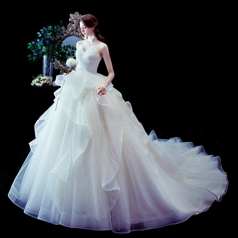 Trailing French Wedding Dress - view 2