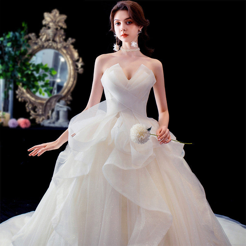 Trailing French Wedding Dress - view 3