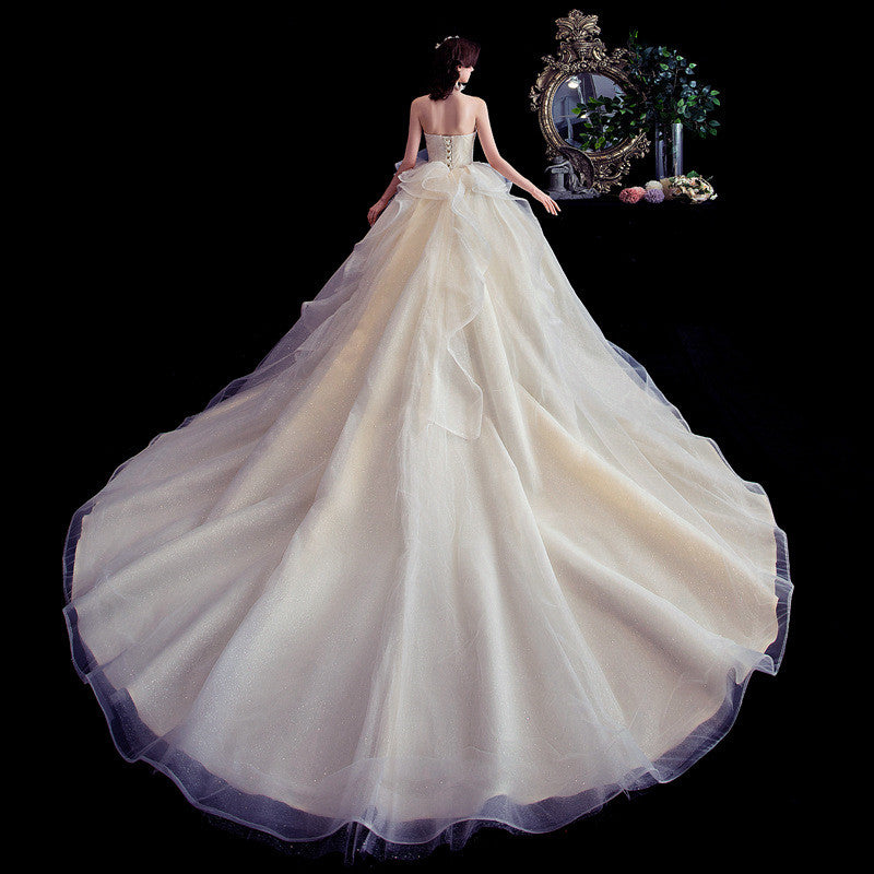 Trailing French Wedding Dress - view 4