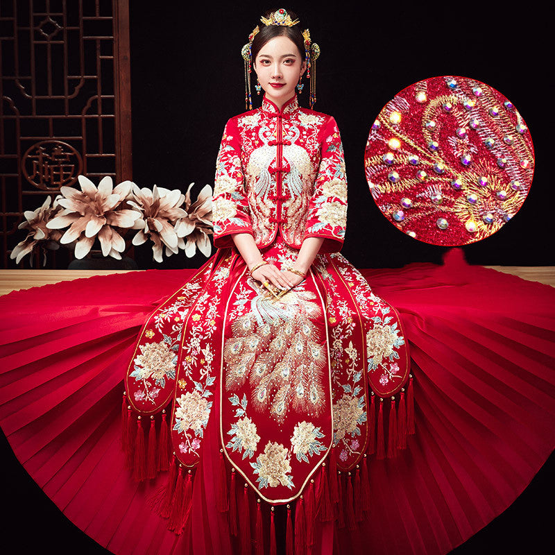 Women's Embroidered Phoenix Chinese Wedding Qun Kwa Outfit - view 3