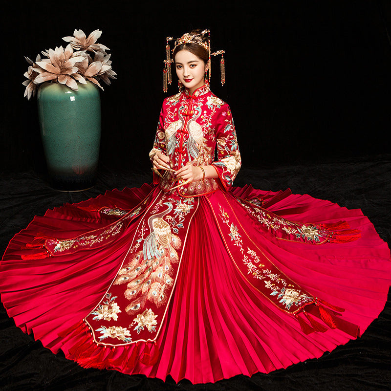 Women's Embroidered Phoenix Chinese Wedding Qun Kwa Outfit - view 2