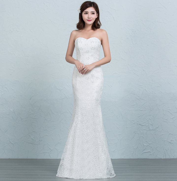 Lace Sequin Fishtail Wedding Dress - view 3