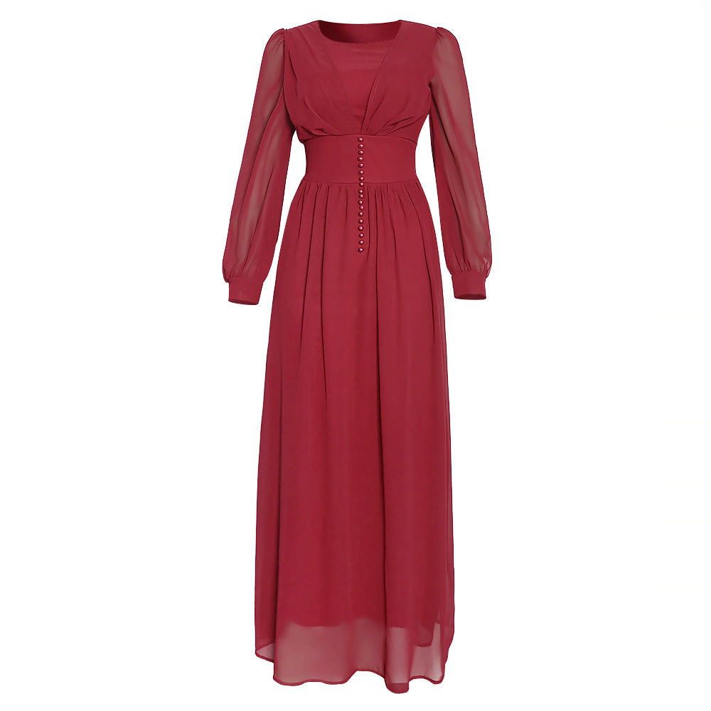 Long-Sleeve Chiffon Gown - view 2