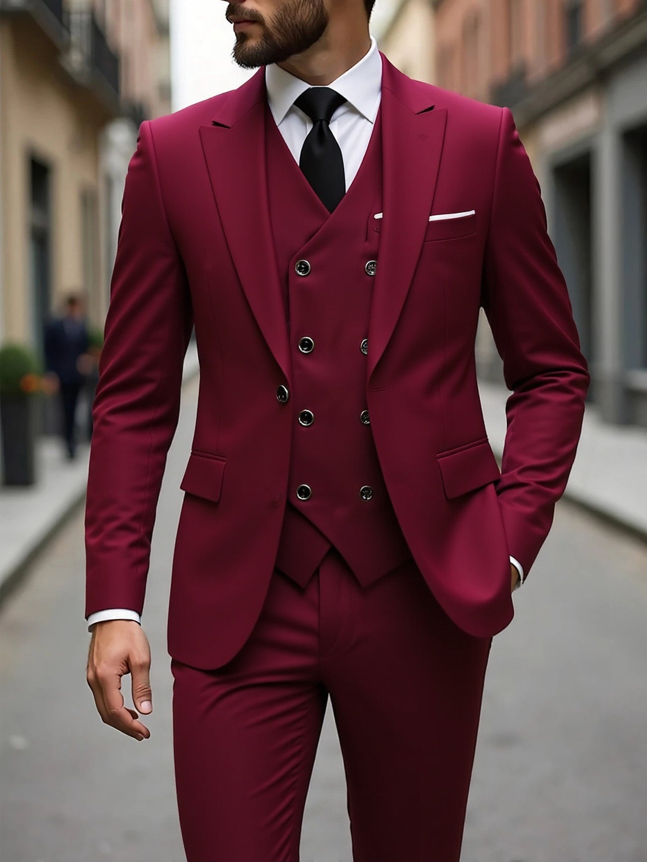 Men's Double-Breasted Three-Piece Suit - view 5