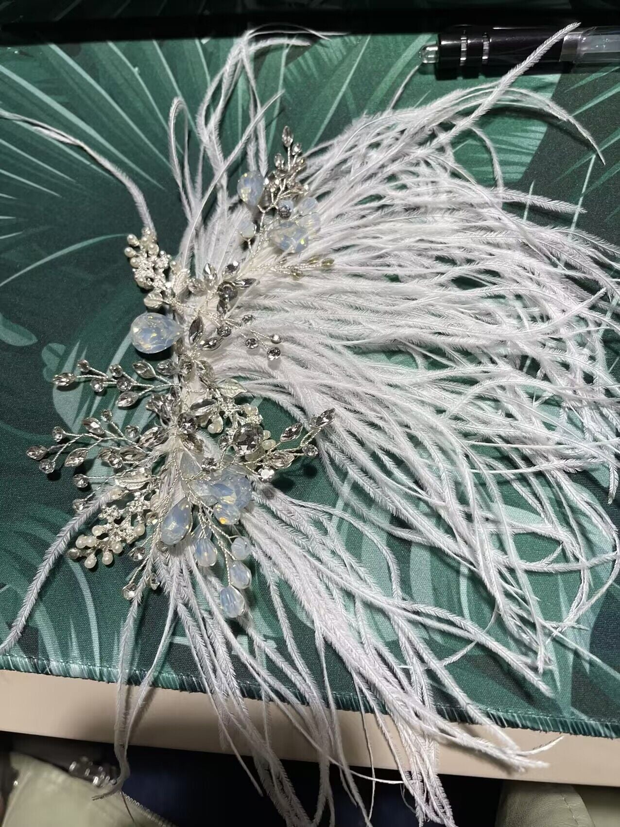 Crystal & Feather Bridal Hair Clip