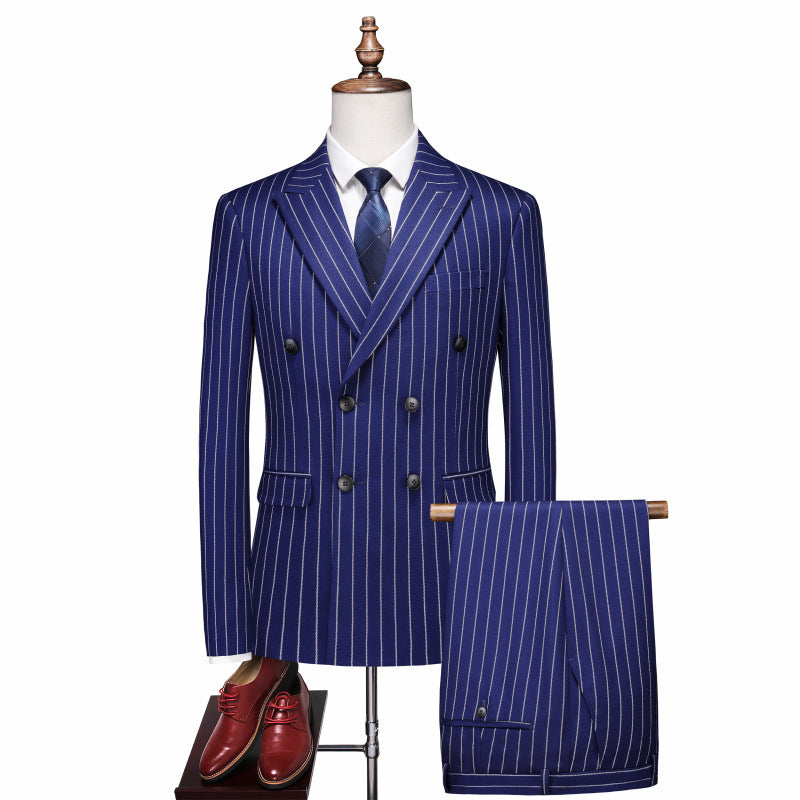 Striped Double-Breasted Suit Set - view 2