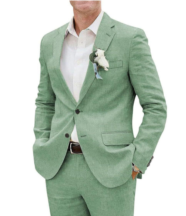 Men's Casual Linen Business Two-piece Suit - view 6