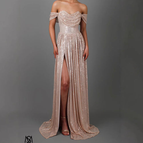 Beaded Sheer Gown - view 1