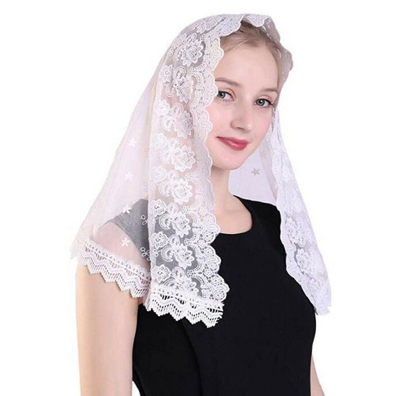 Vintage Lace Bridal Veil Headscarf - view 4