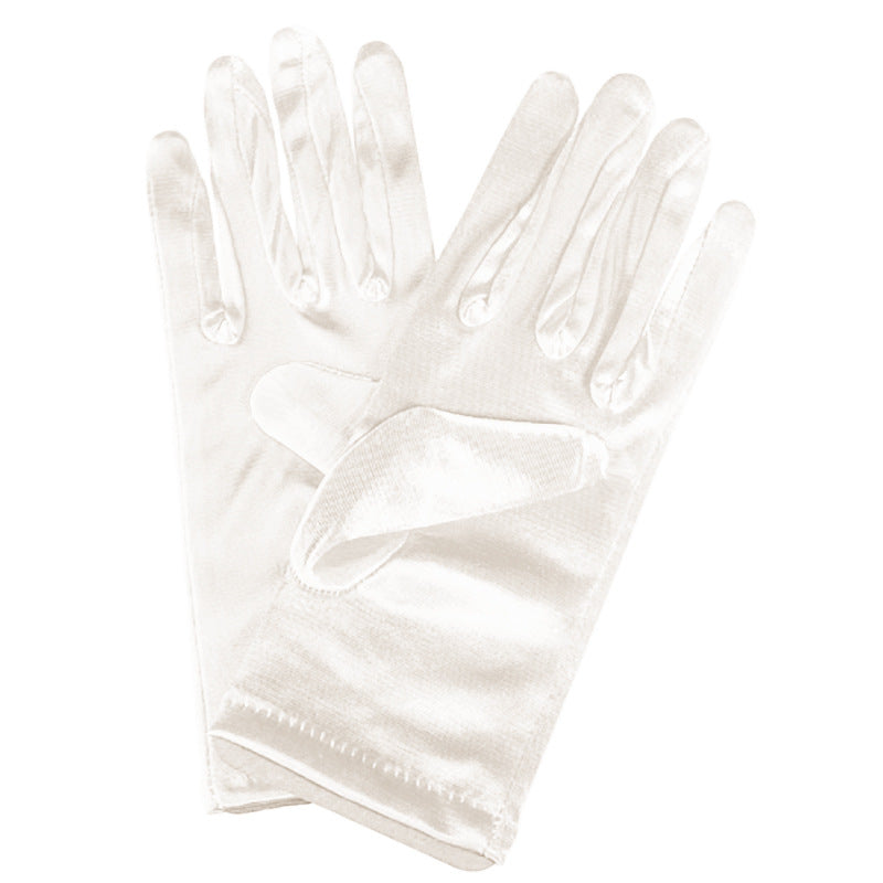 Short Satin Bridal Gloves - view 9