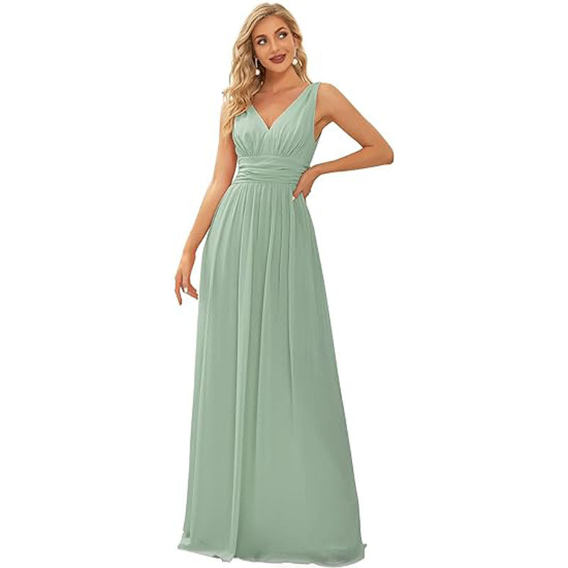 Deep V-Neck Mesh Evening Dress - view 2