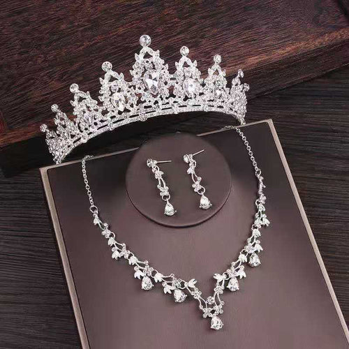 Bridal Rhinestone Crown & Necklace Set - view 1