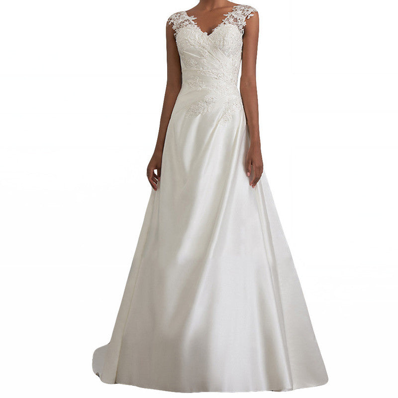 Lace V-Neck A-Line Wedding Dress