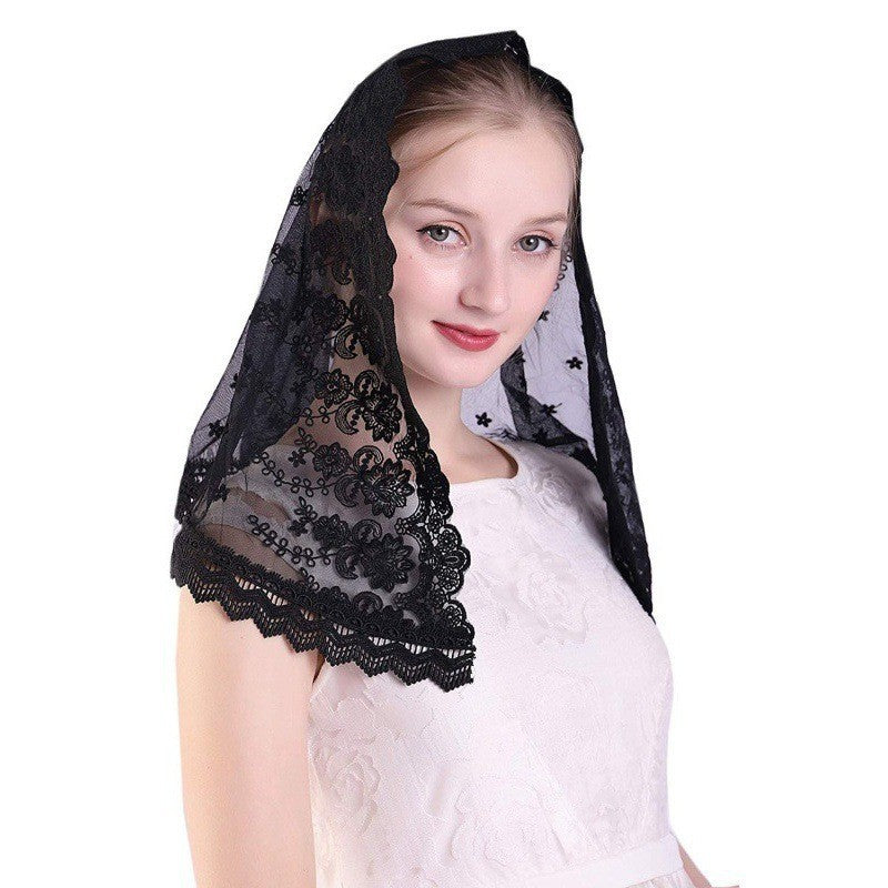 Vintage Lace Bridal Veil Headscarf - view 3