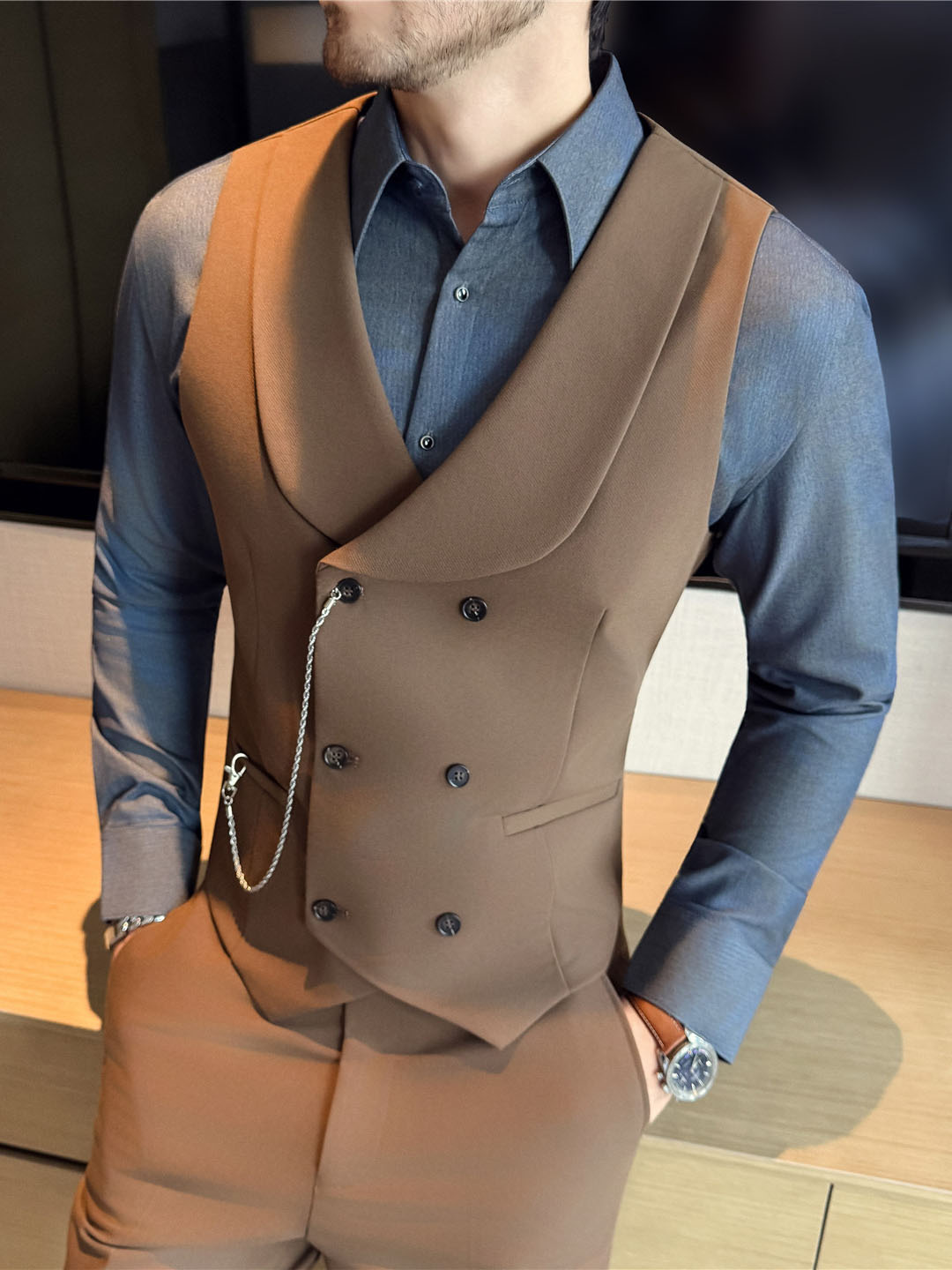 Men's Shawl-Collar Suit Vest - view 3