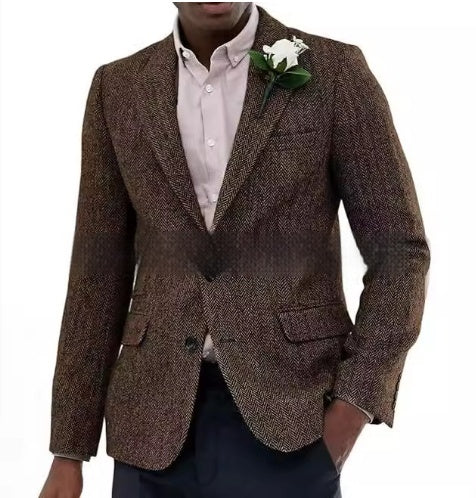 Men's Herringbone Wool Suit Jacket - view 7