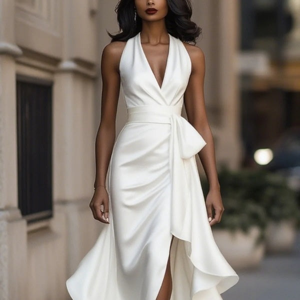 Satin Halter Gown - view 8