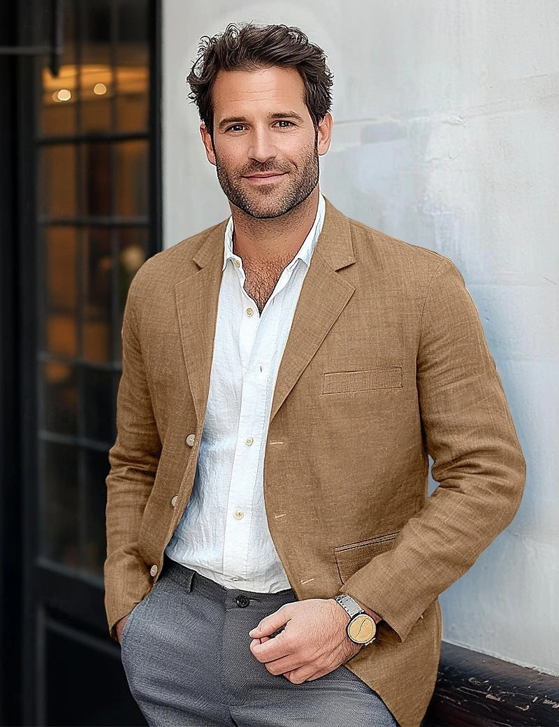 Men's Cotton and Linen Casual Suit Jacket - view 4