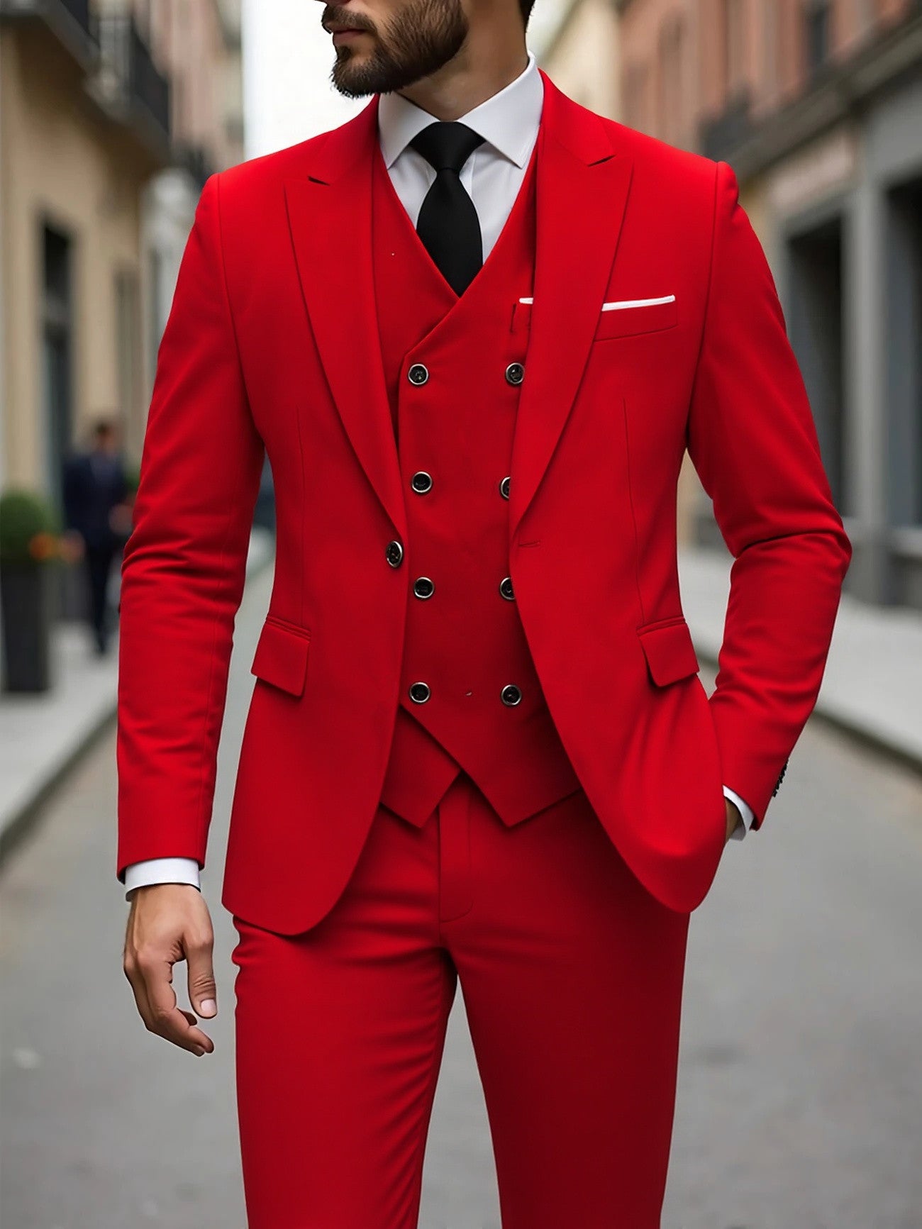 Men's Double-Breasted Three-Piece Suit - view 9