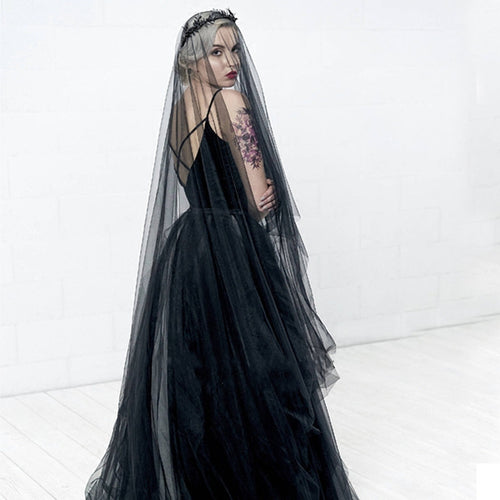 Bridal Black Veil - view 2