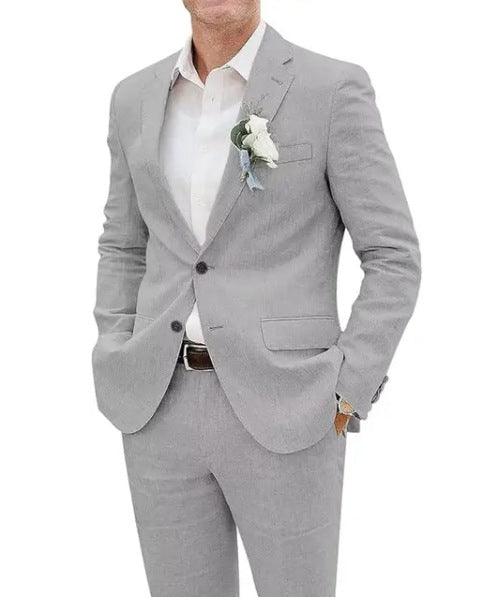 Men's Casual Linen Business Two-piece Suit - view 10