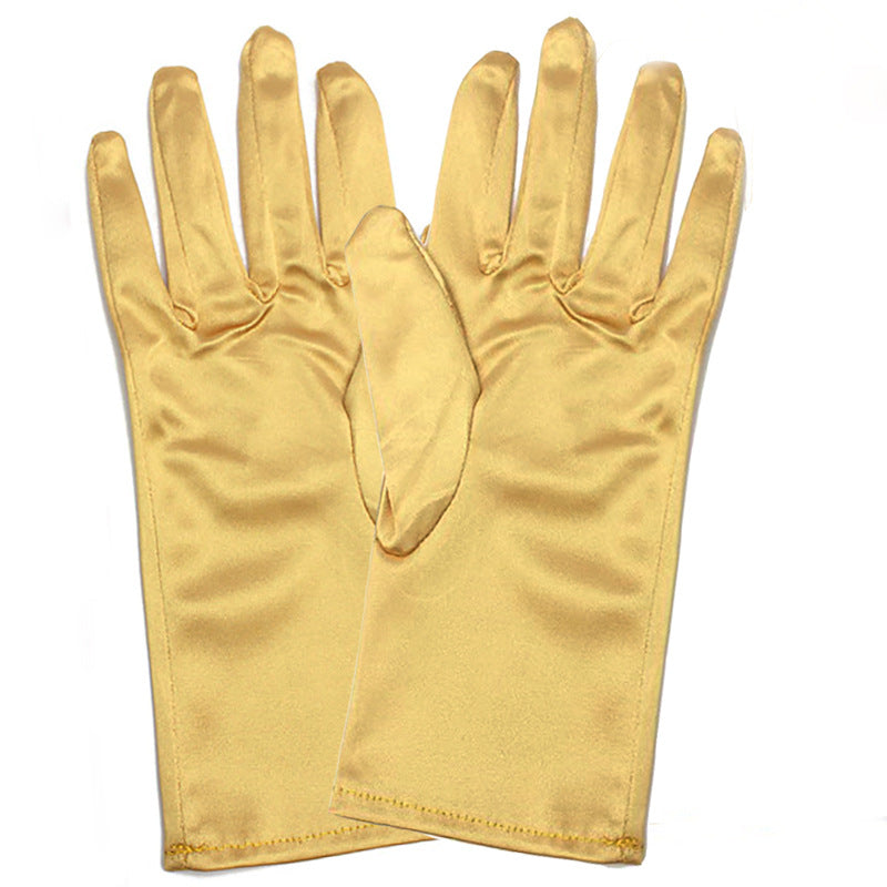 Short Satin Bridal Gloves - view 8