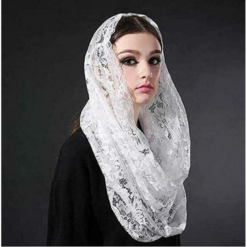 Vintage Lace Bridal Veil Headscarf - view 6