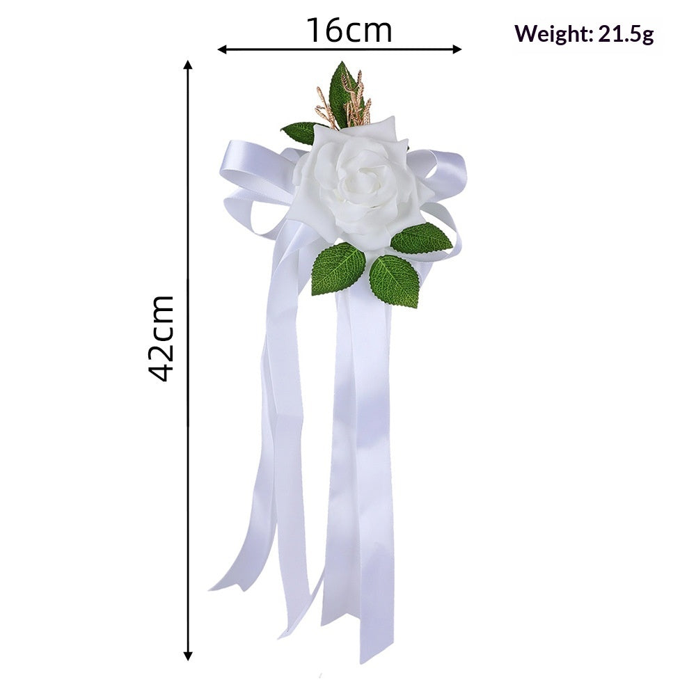 Wedding Car Mirror & Handle Flower Decor - view 4