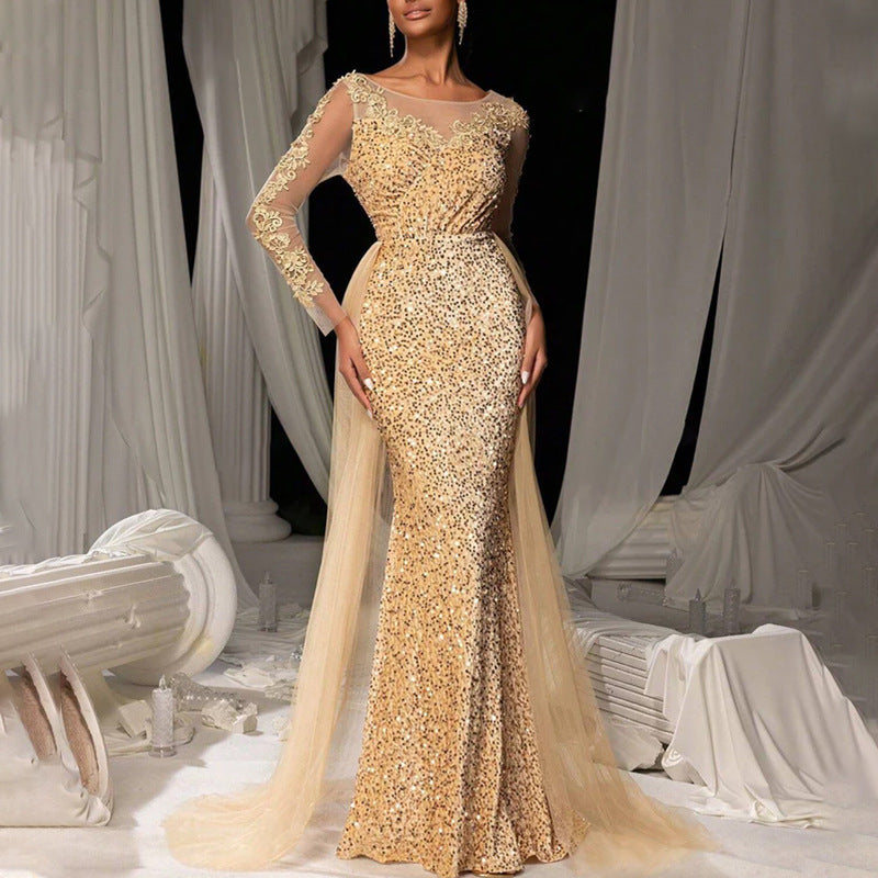 Long Sleeve Lace Evening Dress - view 4