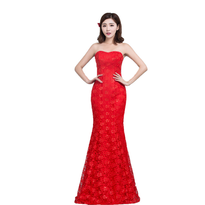 Lace Sequin Fishtail Wedding Dress - view 6