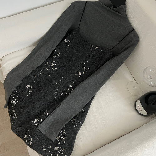 Black Sequin Evening Dress