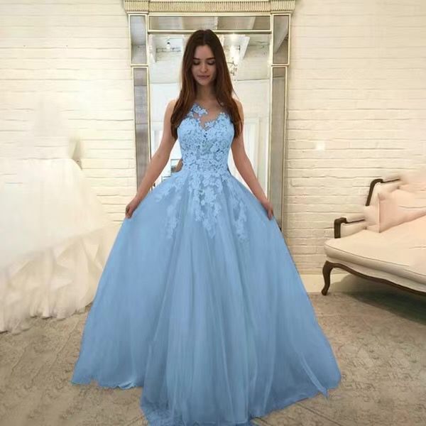 Lace Tulle A-Line Evening Gown - view 3