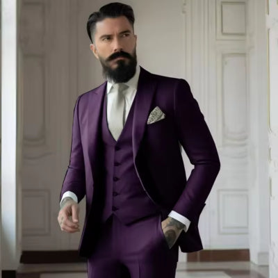 Men's Solid Colour Business Suit Set - view 10