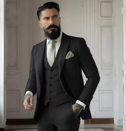 Men's Solid Colour Business Suit Set - view 2