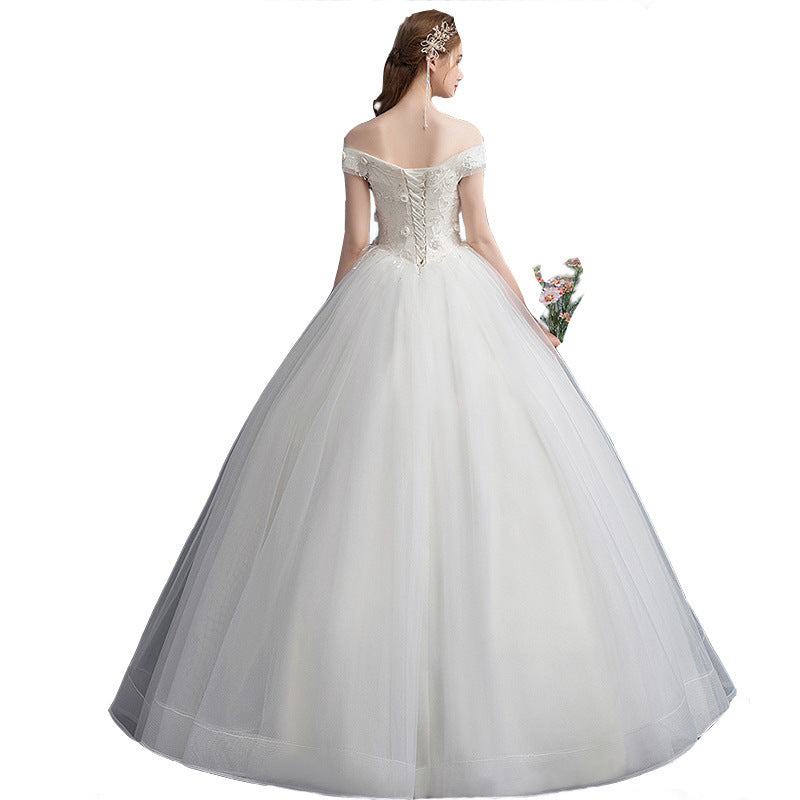 Off-Shoulder Lace Ball Gown Wedding Dress - view 1