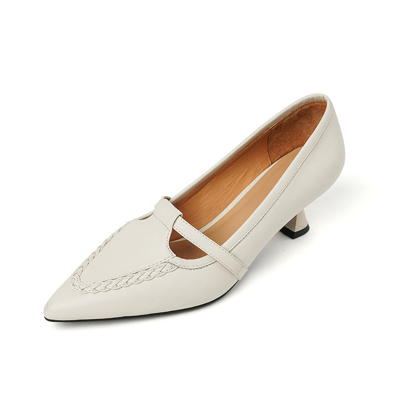 Retro Pointed-toe Chunky-heel Mary Janes - view 2