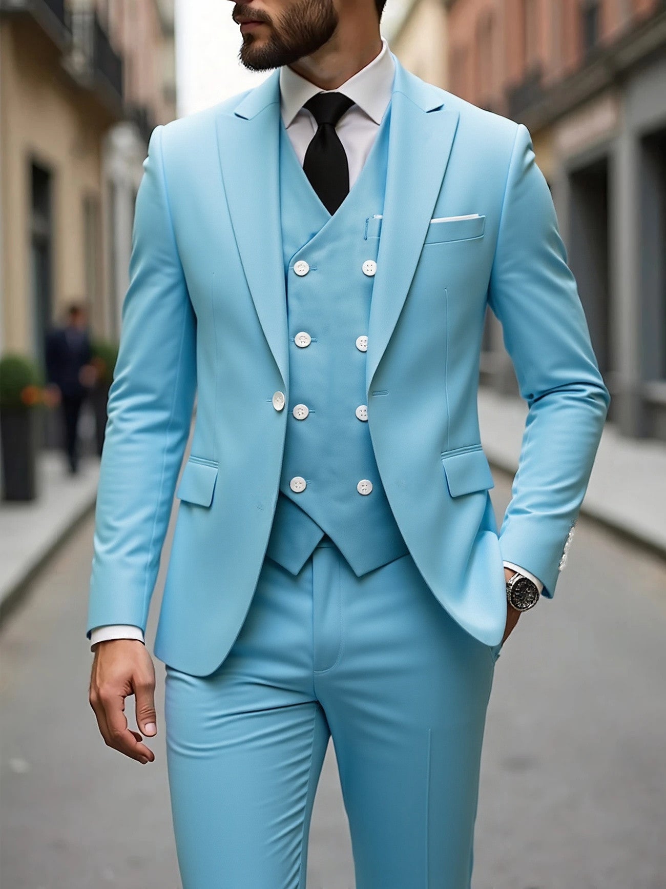 Men's Double-Breasted Three-Piece Suit - view 8