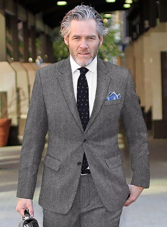 British-style Men's Herringbone Single-breasted Suit Jacket - view 2