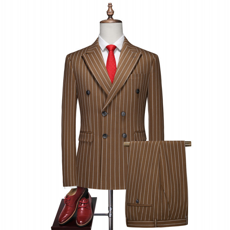 Striped Double-Breasted Suit Set - view 3