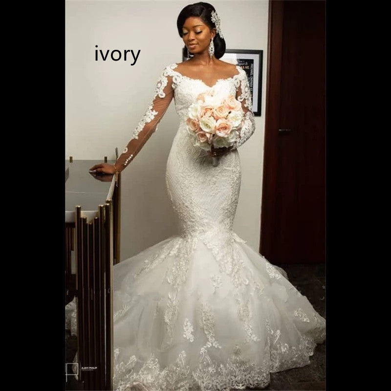 Lace Mermaid Wedding Dress - view 2